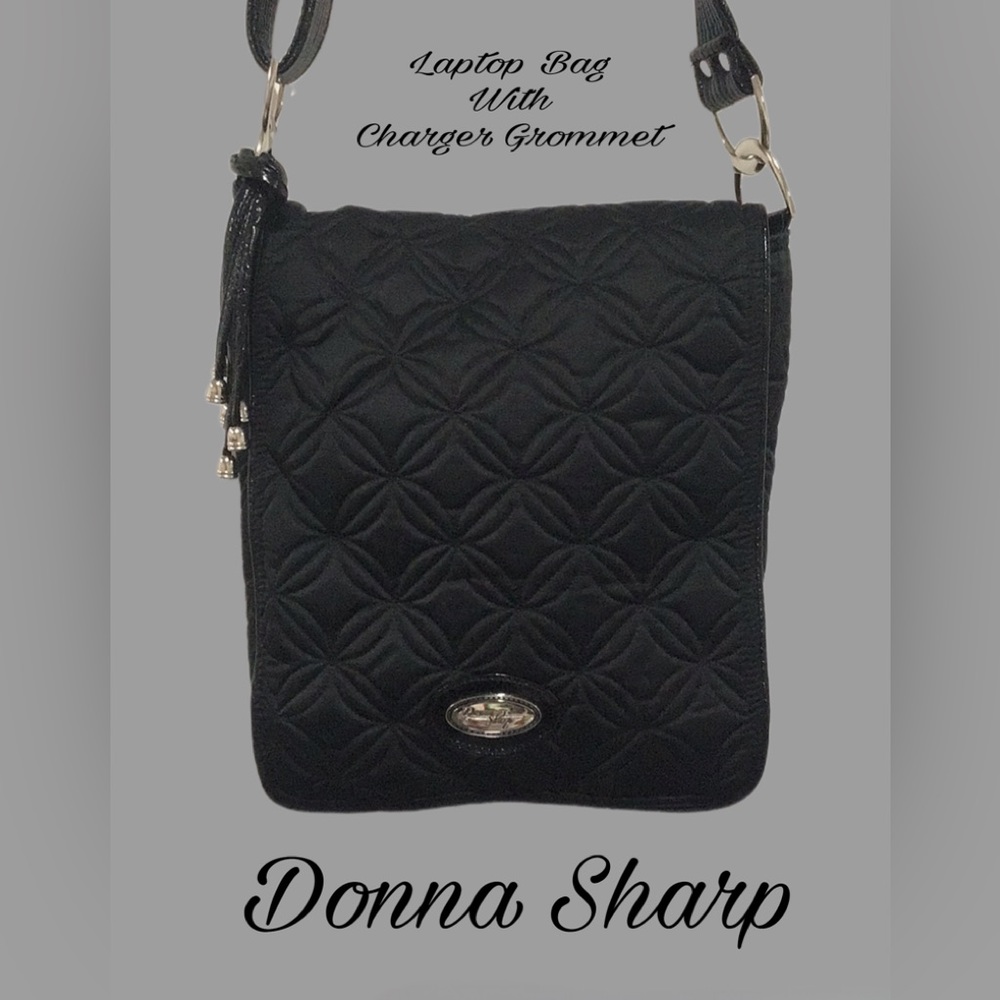 Donna Sharp Quilted Laptop Bag/Tote, Shoulder/Crossbody, Padded, Black
